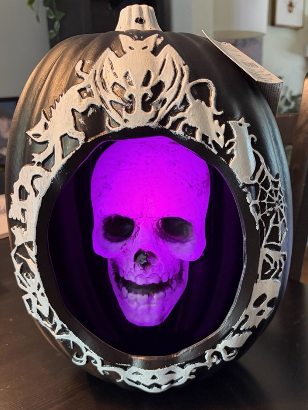 13" Gemmy Motion-Activated 3D Halloween Skull Pumpkin Blow Mold